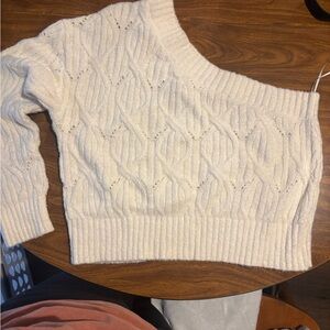 Together Off-Shoulder Cream Sweater